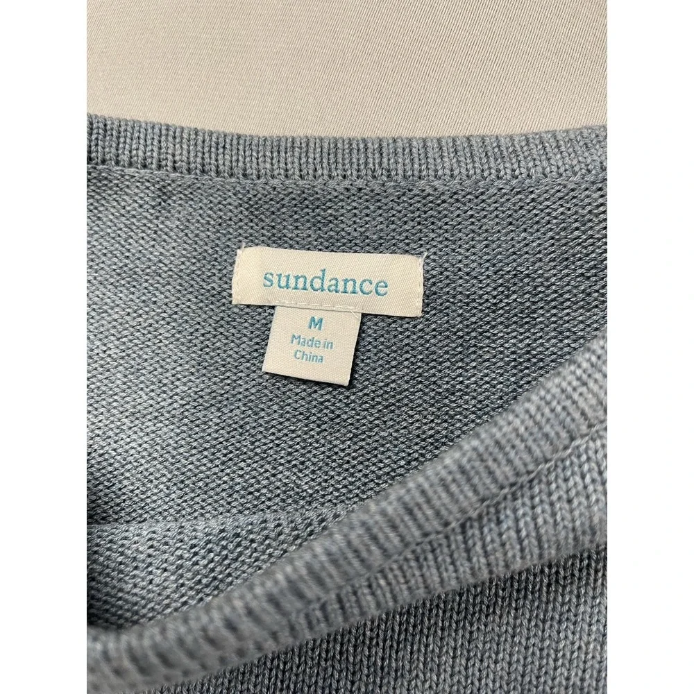 Sundance Women Sweater Medium Fairy‎ Bows Feminine Supima Old Money Wool Blue